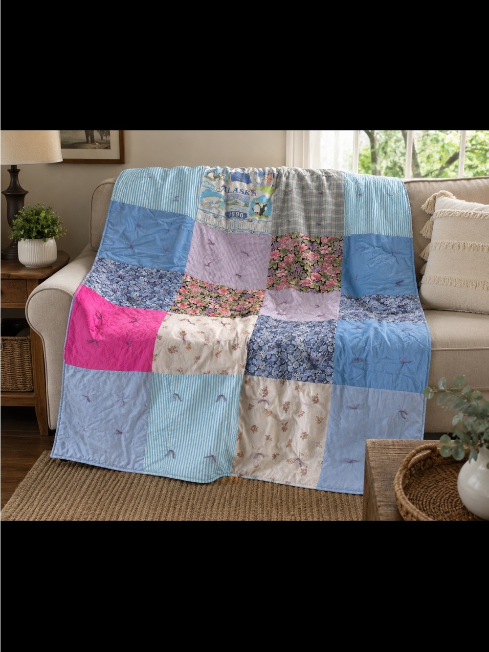 Handmade  Quilted blanket 56”x70” as is
